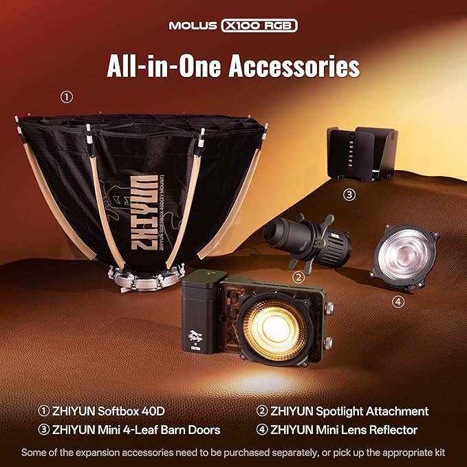 ZHIYUN MOLUS X100 RGB Standard 100W Video Light V2 Upgraded Version - Image 5