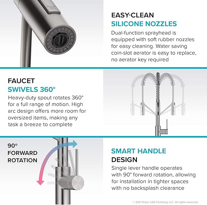 KRAUS Oletto Commercial Style Single Handle Pull Down Kitchen Faucet - Image 12