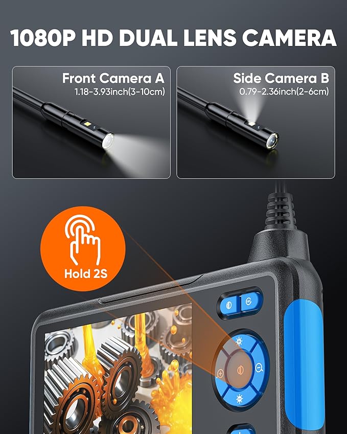 T TAKMLY Endoscope Camera with Light, Dual Lens 1080P Industrial Borescope with - Image 4