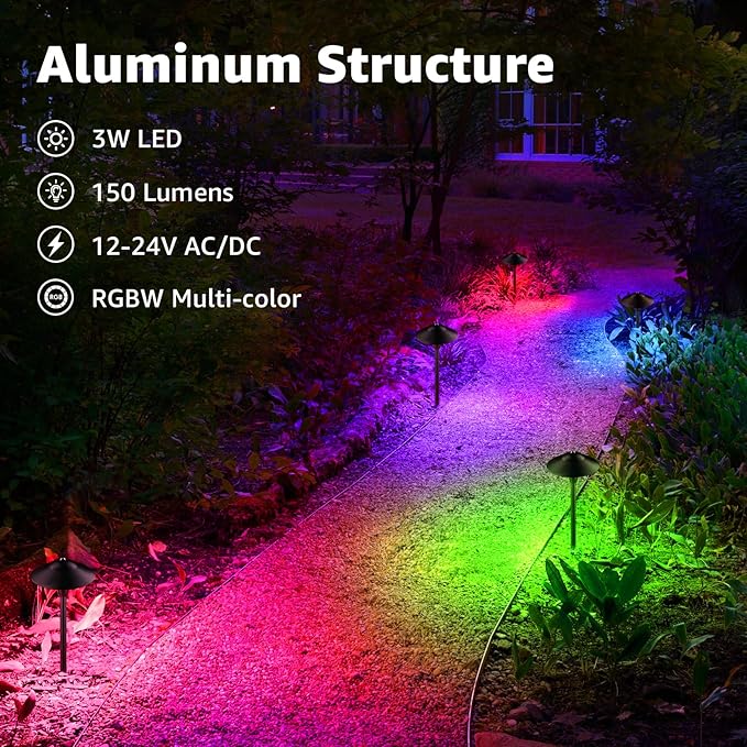 SUNVIE RGBW Low Voltage Pathway Lights 3W Color Changing Landscape Lights - Image 4