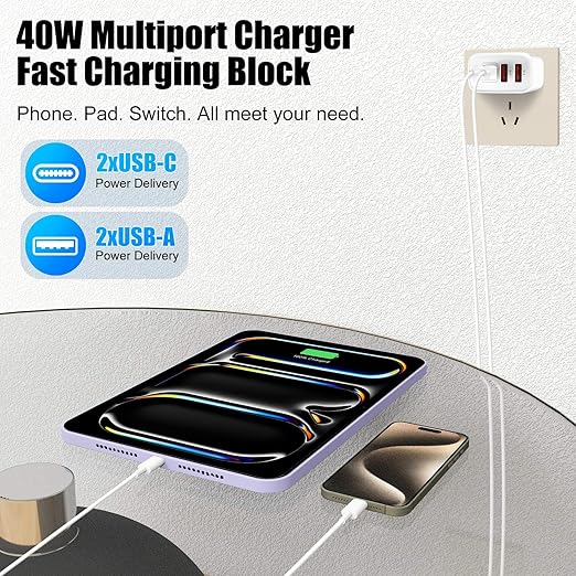 USB C Charger for iPhone 15, 4-Port Fast iPhone 15 Wall Charger Block, 10FT USB - Image 2