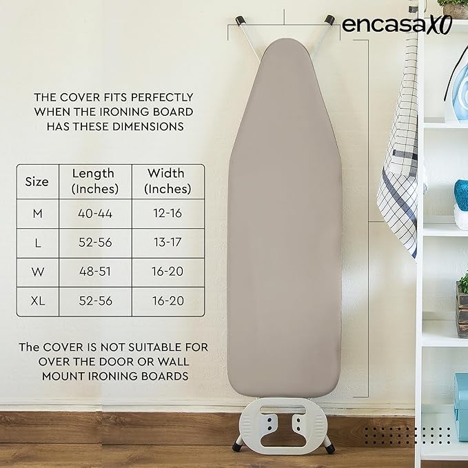 Encasa XO Ironing Board Cover and Pad 49"x18" - 4mm Felt Wide Iron Board Cover - Image 6