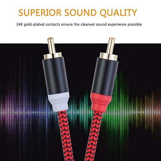 RCA Cable 30Ft, 2Rca Male to 2-Rca Male Audio Stereo Subwoofer Cable - Image 5