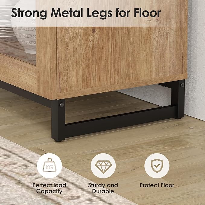 WAMPAT Modern TV Stand with Glass Doors - Image 9