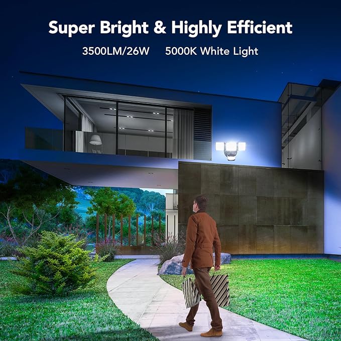 OREiN 2-Pack Motion Sensor Outdoor Flood Lights, 26W 3500LM LED Security Lights - Image 4