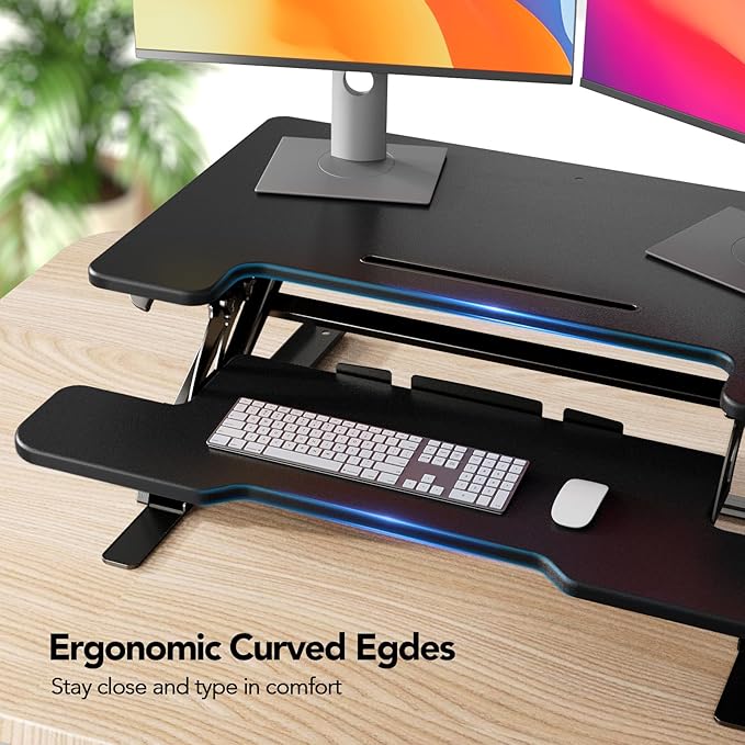 HUANUO 36" Z Shaped Stable Standing Desk Converter, Height Adjustable Sit Stand - Image 7