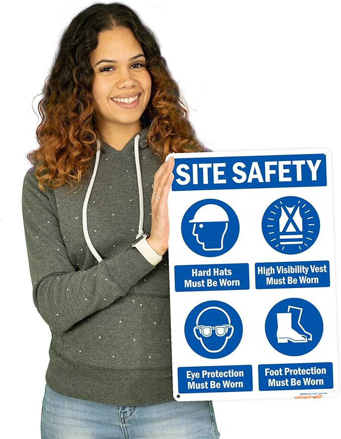 Brimar - 12" x 18" - Site Safety Mandatory PPE Sign - .063″ White Rust-Free - Image 3