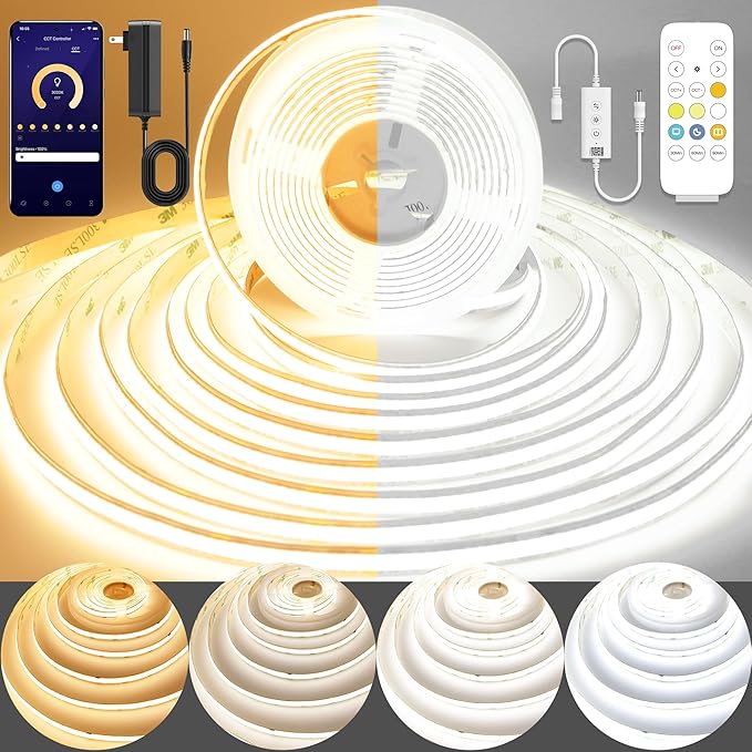 Pandery COB LED Strip Light, CCT Dimmable Strips Light, 2700K-6500K, 32.8ft/10m by PanderyCOBLightUPYourLife