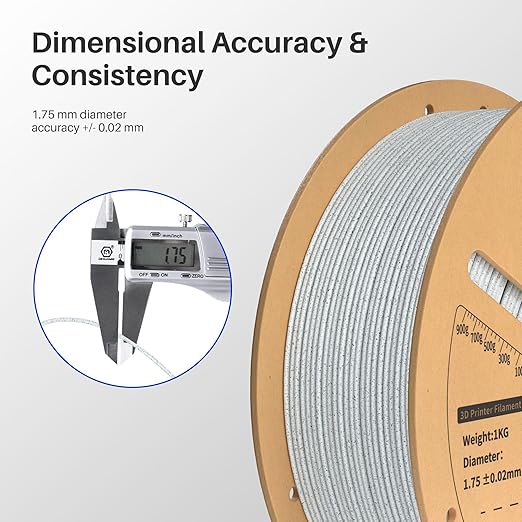 ELEGOO PLA Filament 1.75mm Marble Cement Gray 1KG, Rock Stone 3D Printer - Image 4