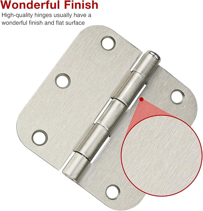 24 Pack Interior Satin Door Hinges Brushed Nickel 3.5 Inch x 3 1/2" 5/8" Rudius - Image 5