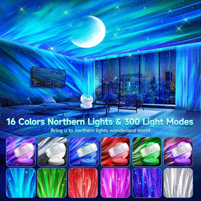 One Fire Northern Lights Projector, 300+Color Modes Galaxy Projector - Image 2