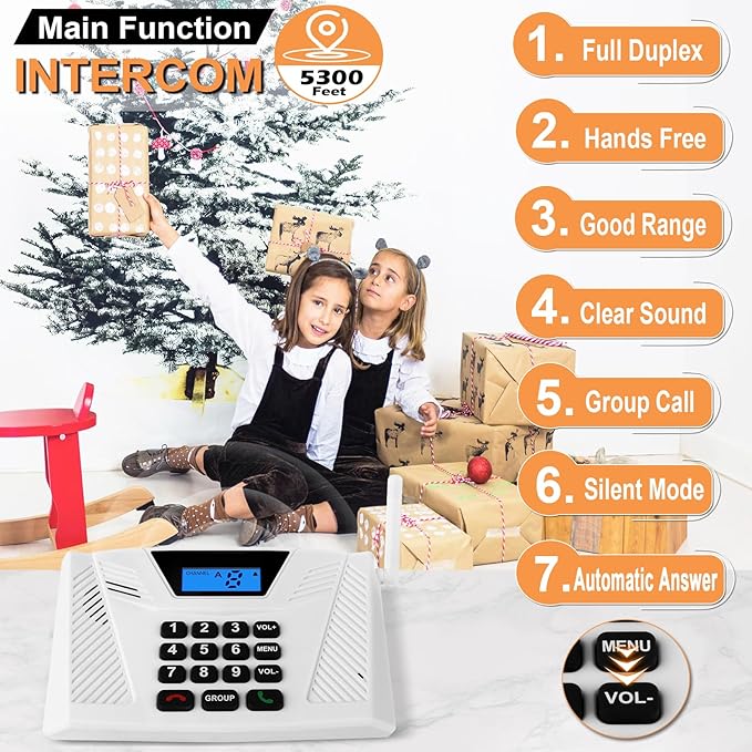SANZUCO Intercoms Wireless for Home Upgraded, Hands Free Intercom 5300ft - Image 2