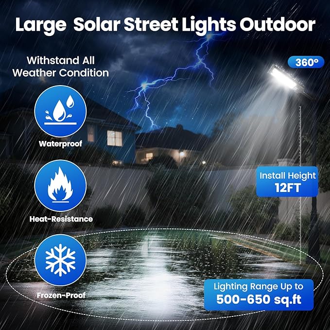 2 Pack 16" Large Solar Street Lights Outdoor Waterproof - Image 5