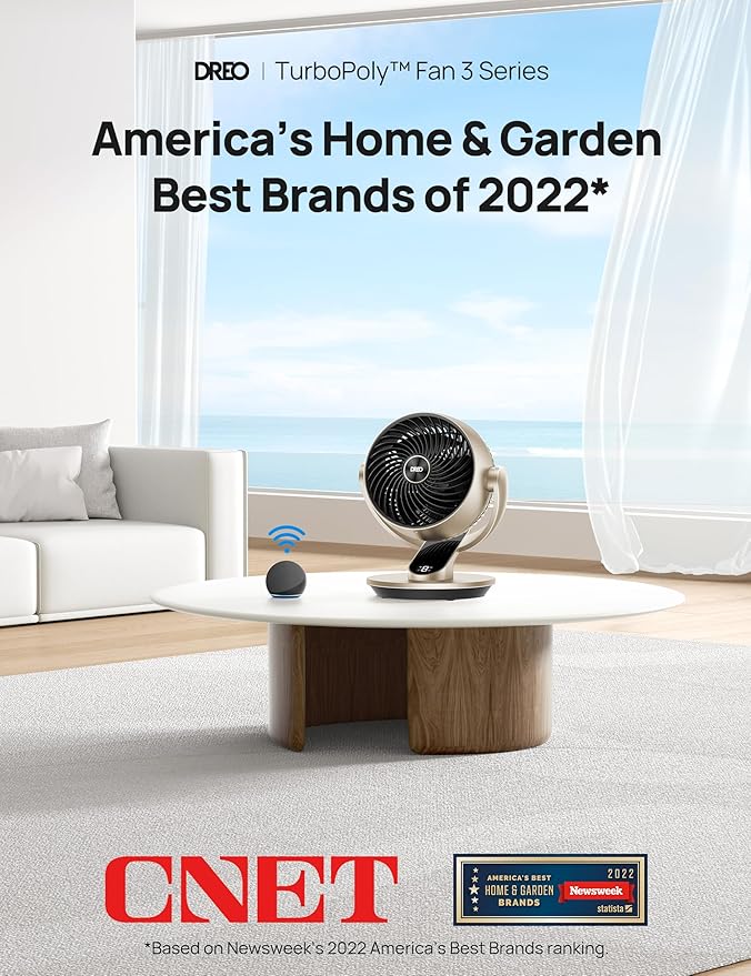 Dreo Smart Desk Fan for Bedroom, 120°+90° Oscillating Fans - Image 2