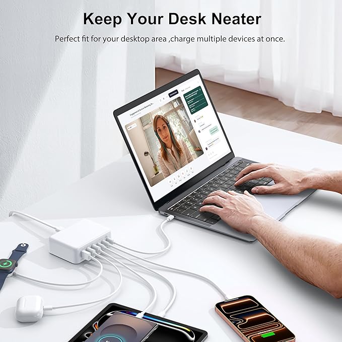 USB C Fast Charger Block, 150W 6 Port Desktop PD GaN Fast Charger Charging - Image 4