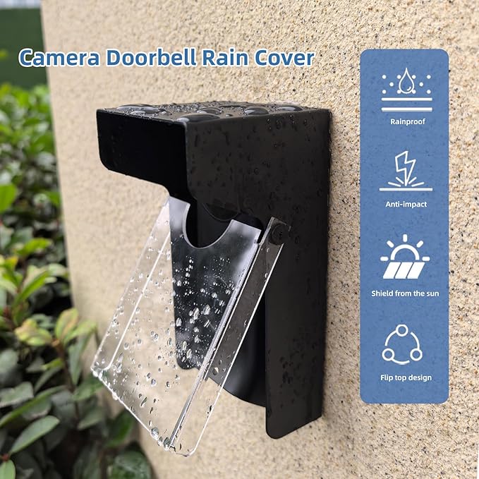 Flip Video Metal Doorbell Rain Cover Sun Shield Hood Plate, Weather Protection - Image 3