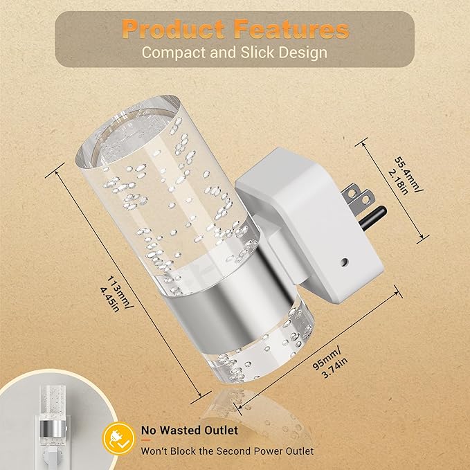 JandCase Night Light, Night Lights Plug into Wall, 2 Pack 3000K Warm White LED - Image 4