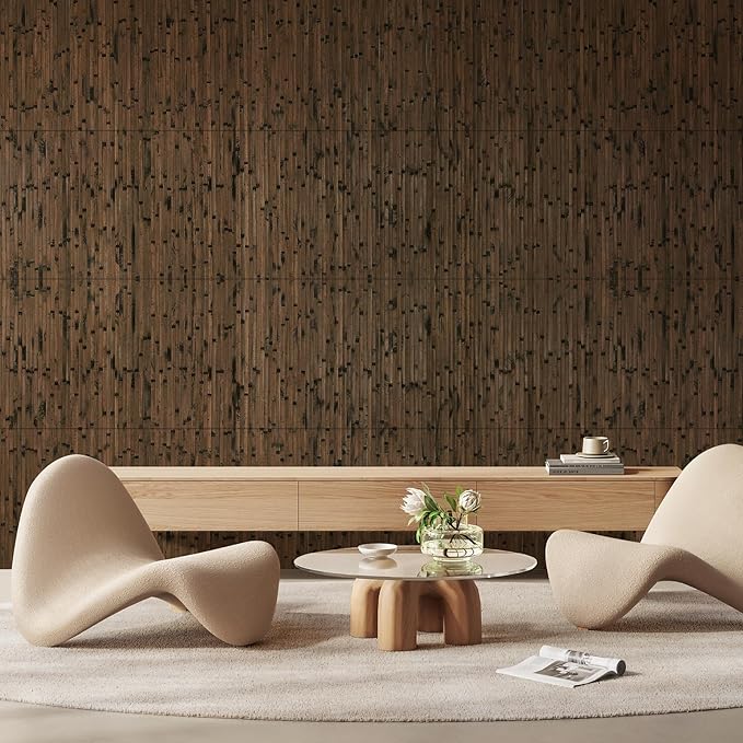 OUZUGIE 2 Pack 96x24 Inch Natural Bamboo Wall Panel – Brown Burned Pole Wrap - Image 9