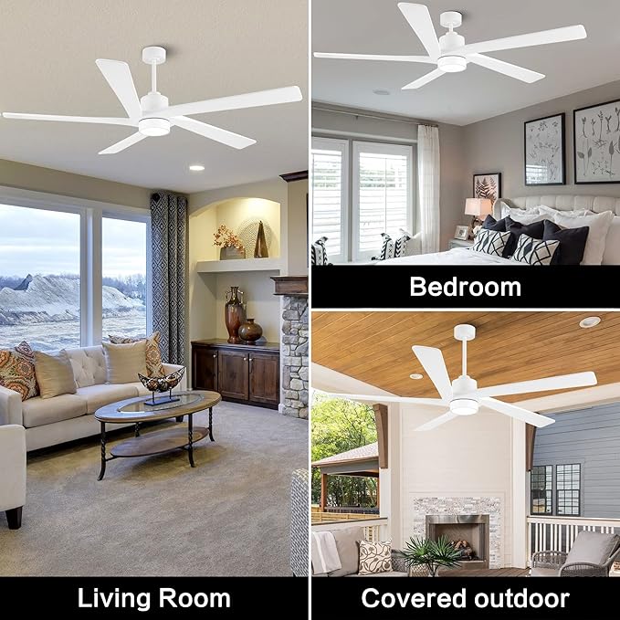WINGBO 54" DC Ceiling Fan with Lights and Remote Control, 5 Carved Wood Blades - Image 8