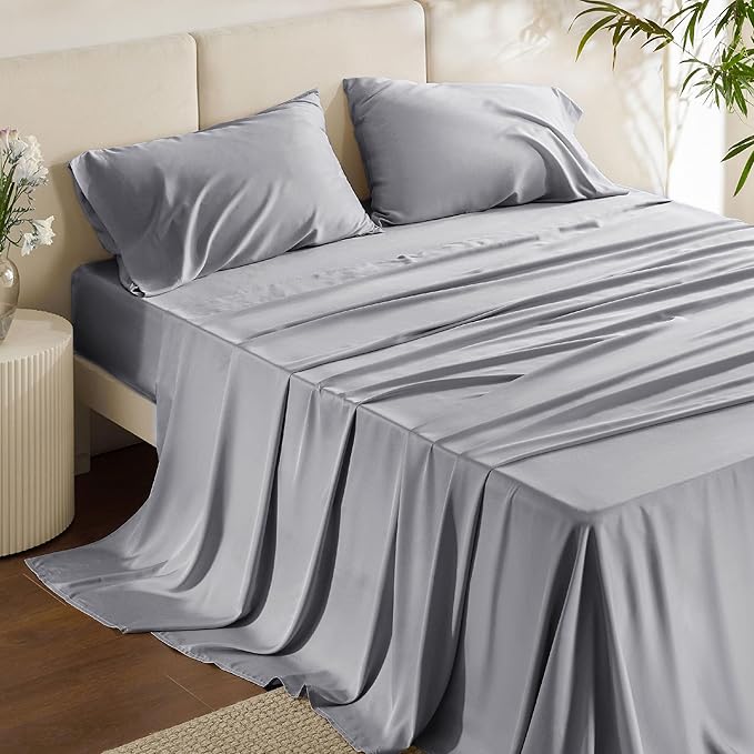 Bedsure California King Sheet Sets, Cooling Sheets, Rayon Derived from Bamboo - Image 2