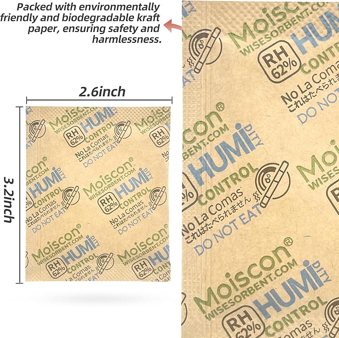 Wisesorb 62% Size 8 Two-Way Humidity Control Packs, 105 Pack 8 Gram - Image 3