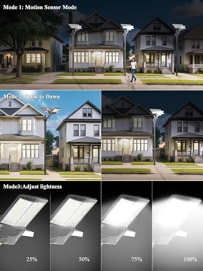 Ofuray OL-9600W Solar Street Lights Outdoor, Parking Lot Lights Commercial Dusk - Image 3