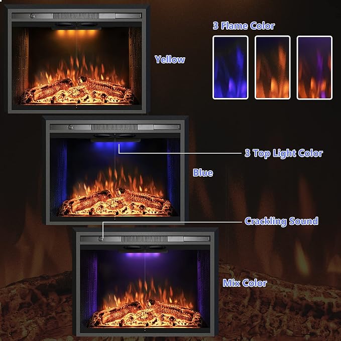 Velaychimny 45" W x 25" H Electric Fireplace Insert - Image 5