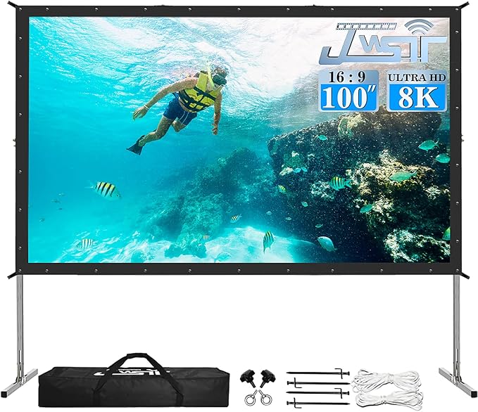 Projector Screen Indoor, JWSIT 100 inch Outdoor Movie Screen-Upgraded 3 Layers by JWSIT