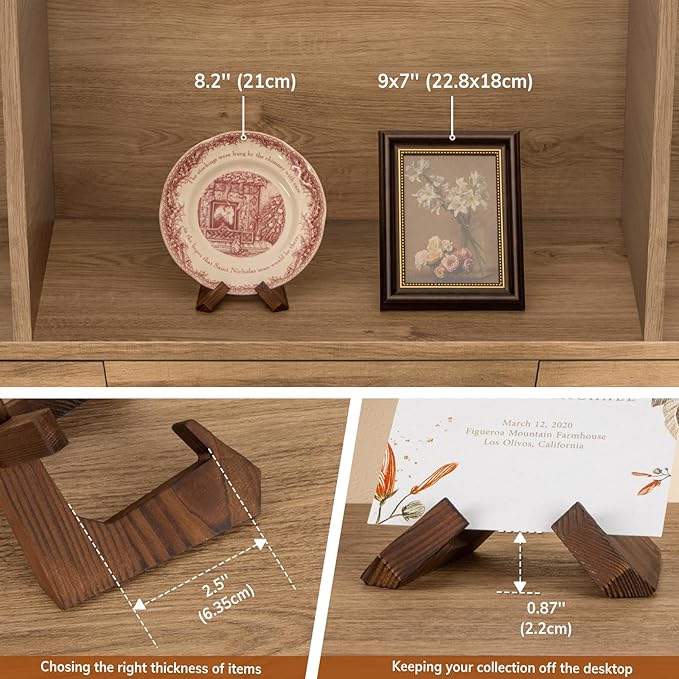 ANBOXIT Bowl Stands for Display, 3 Pack 3.5 Inch Plate Holder, Wooden Easel - Image 3