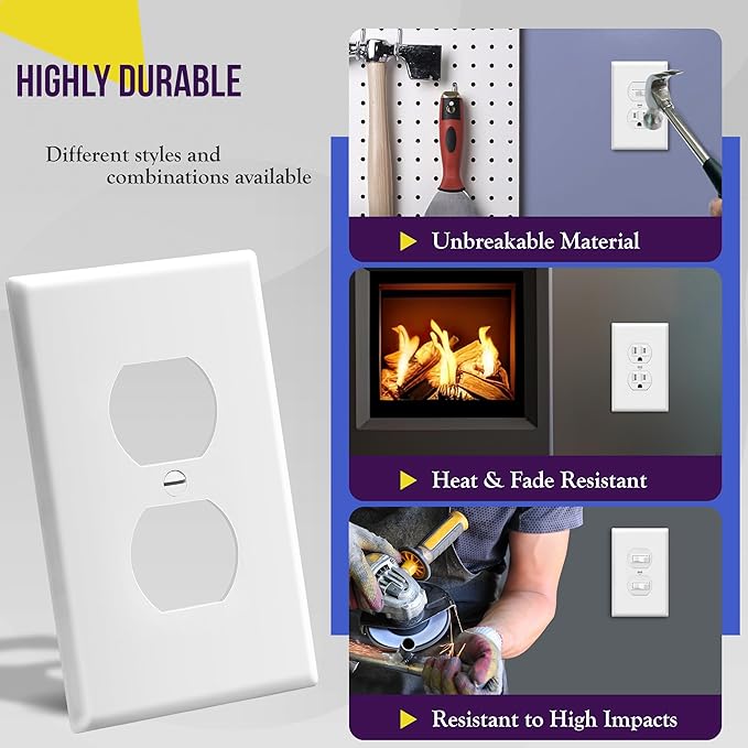 ENERLITES Duplex Receptacle Outlet Wall Plate, Electrical Outlet Cover - Image 4