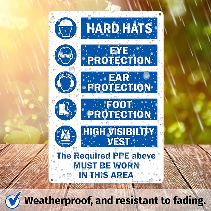 Brimar - 12" x 18" - The Required PPE Must Be Worn Sign - .063″ White Rust-Free - Image 5