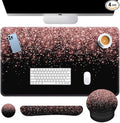 Britimes Rose Gold Pink Keyboard Mouse Pad Set Black Golden 4in1 Large by Britimes