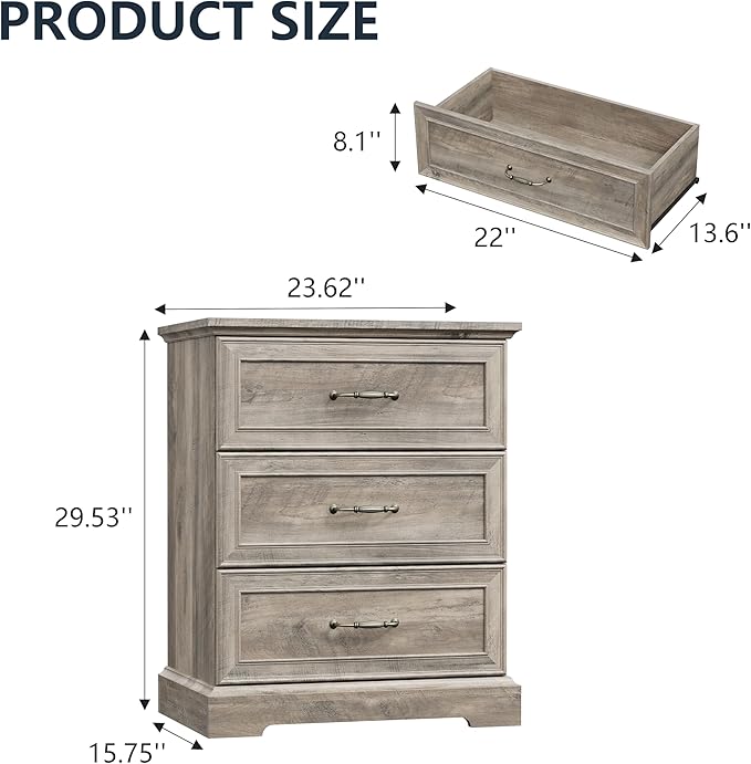 Nightstand Set of 2, Rustic Farmhouse Wood Small Dresser, Bedside Table - Image 2