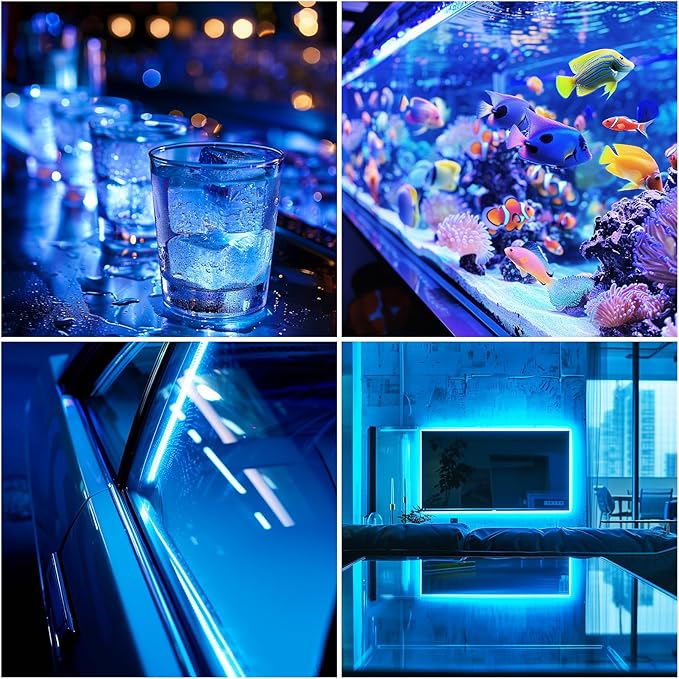 LED Strip Lights ICE Blue COB 320 LEDs High Brightness Indoor Use Flexible Thin - Image 3