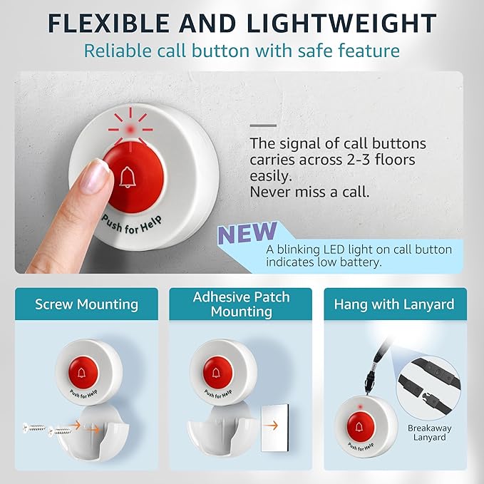 SYNLETT Caregiver Pager Wireless Nurse Call Button - Image 3