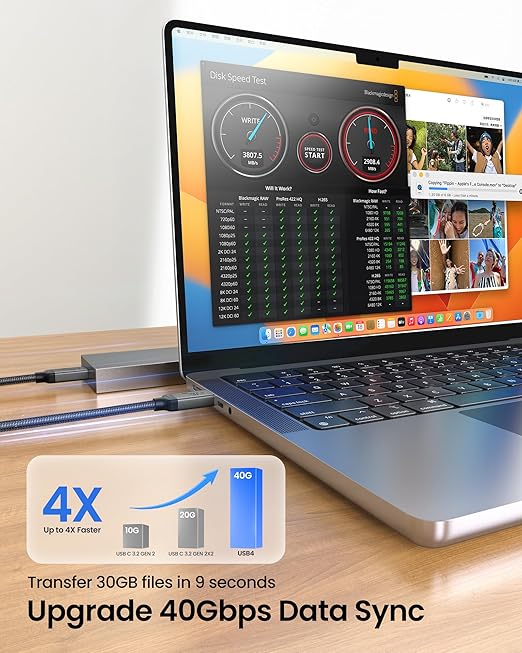 Silkland USB4 for Thunderbolt 4 Cable 1.6FT, 40Gbps Data Transfer, Short - Image 3