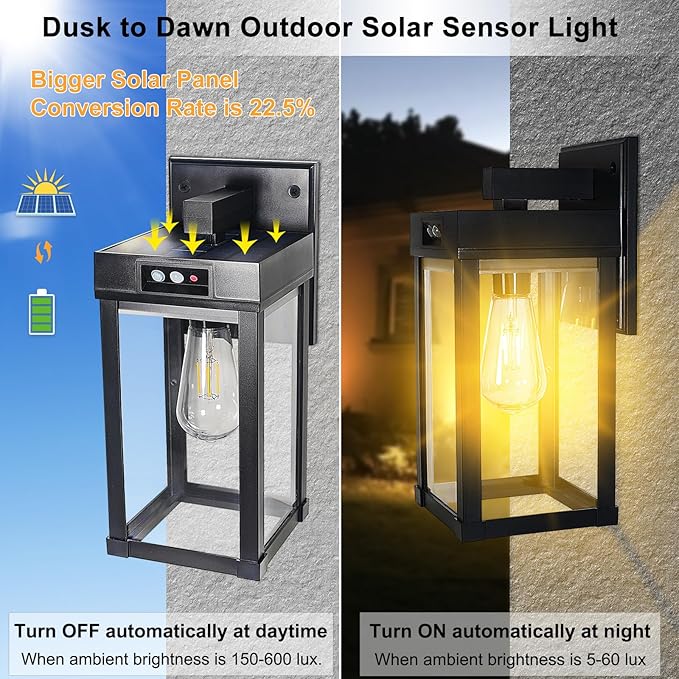 CYHKEE Solar Wall Lights Outdoor Waterproof - Image 2