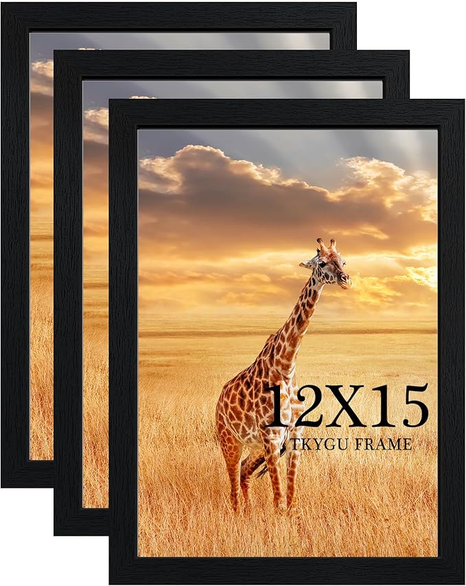 TKYGU 12x15 Picture Frame Black Set of 3, Wooden Frame 12x15 Wall Gallery by TKYGU