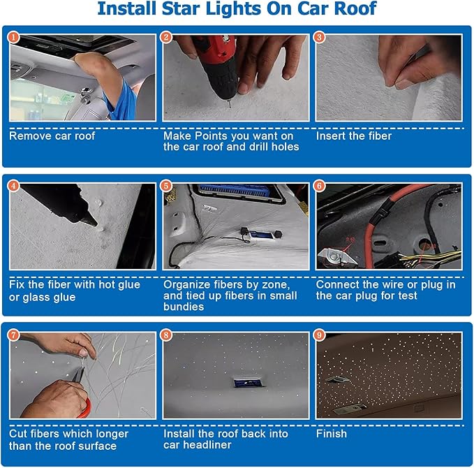 AMKI 16W Bluetooth Twinkle Fiber Optic Star Ceiling Lights Lamp Kit, LED RGBW - Image 6