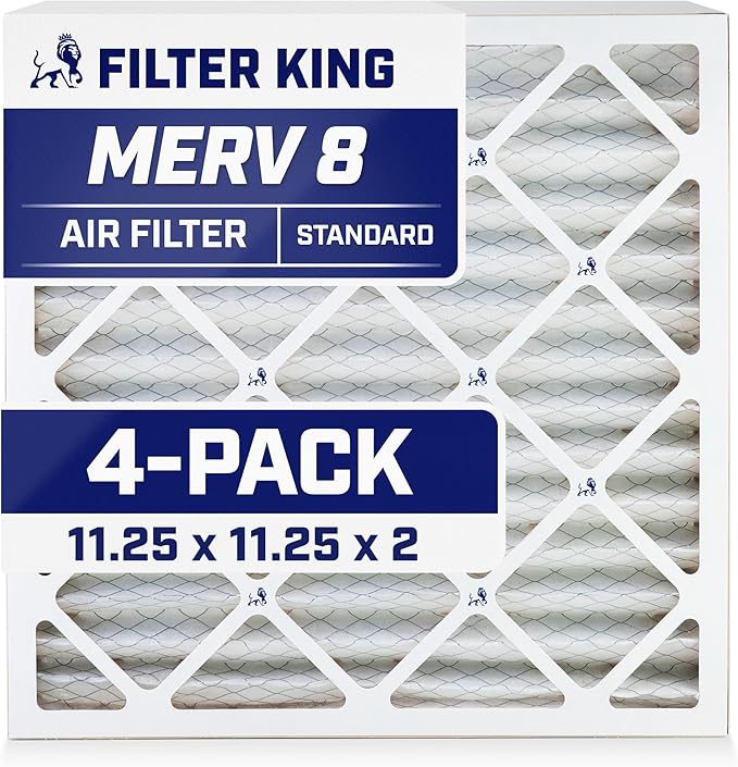 Filter King 11.25x11.25x2 Air Filter | 4-PACK | MERV 8 HVAC Pleated A/C Furnace by FilterKing