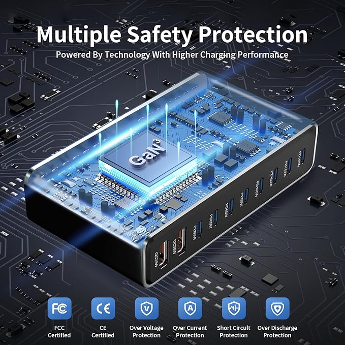 800W USB-C Charging Station GaN III 10-Port & 6.6ft 240W Cable, Compatible - Image 5