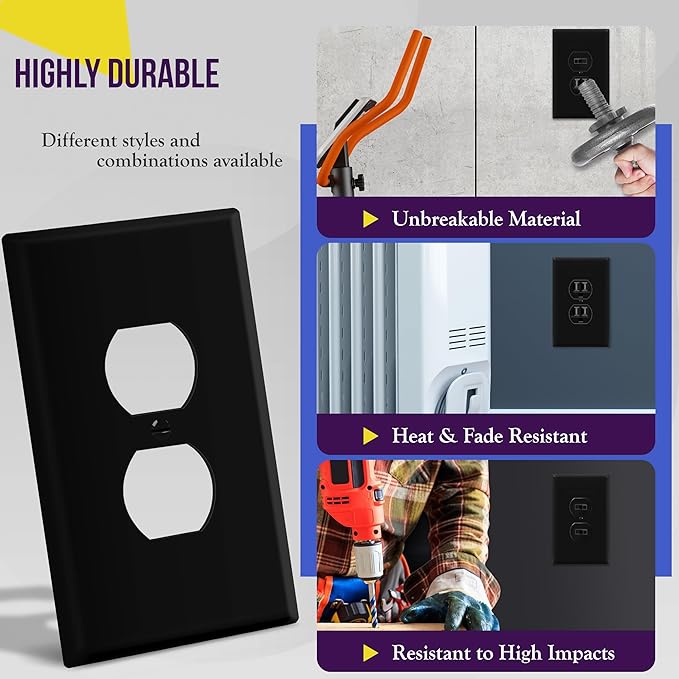 ENERLITES Duplex Receptacle Outlet Wall Plate, Jumbo Electrical Outlet Covers - Image 4