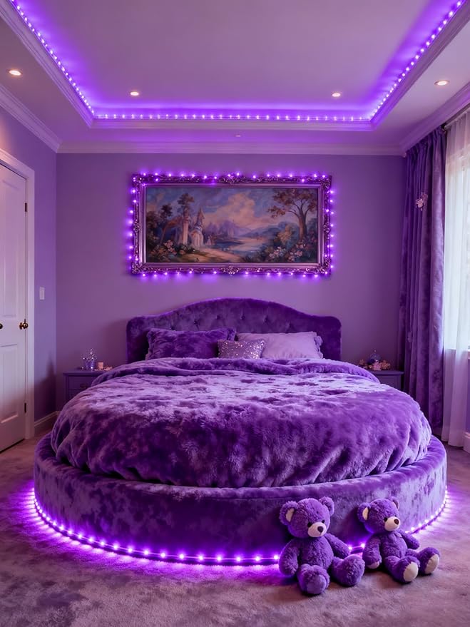 Aalnfe Purple Led Lights Strip for Bedroom Indoor Rope Lights Black Pagage Led - Image 9