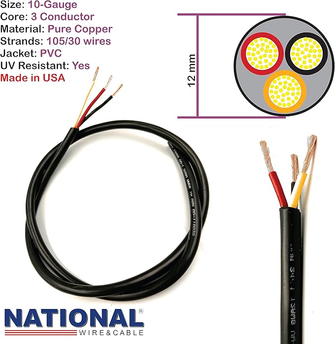 NATIONAL Wire & Cable – 10 AWG 3-Conductor Premium Copper Wire, 100 ft - Image 2