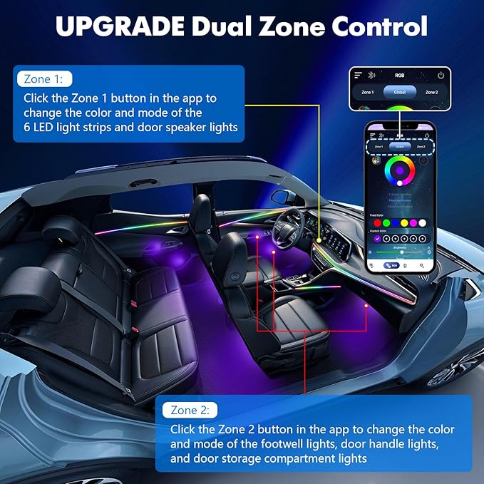 2026 Upgraded Dreamcolor Acrylic Interior Car LED Strip Light - Image 5