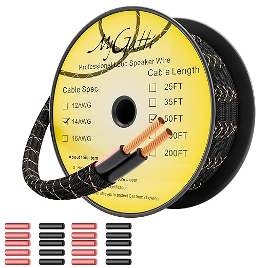 14/2 Speaker Wire 50 Feet, 14AWG Gauge Speaker Cable, Direct Burial, Durable by Mygatti
