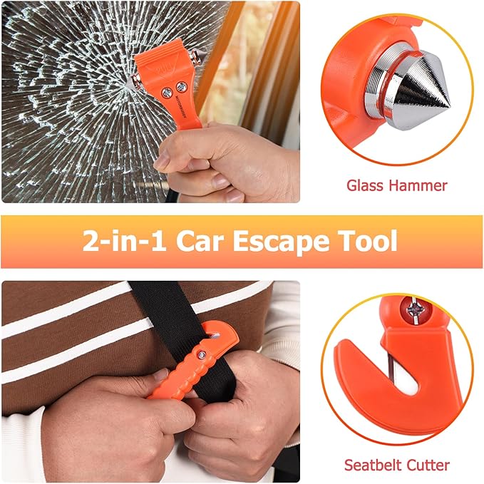 MOTORBUDDY 4-Pack Emergency Escape Hammer Seat Belt Cutter, Auto Car Safety - Image 2