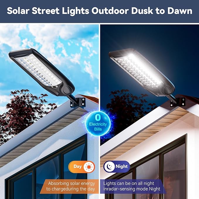 MMKT Solar Lights Outdoor, 12000W 3 Color Solar Street Lights, Commercial Solar - Image 4
