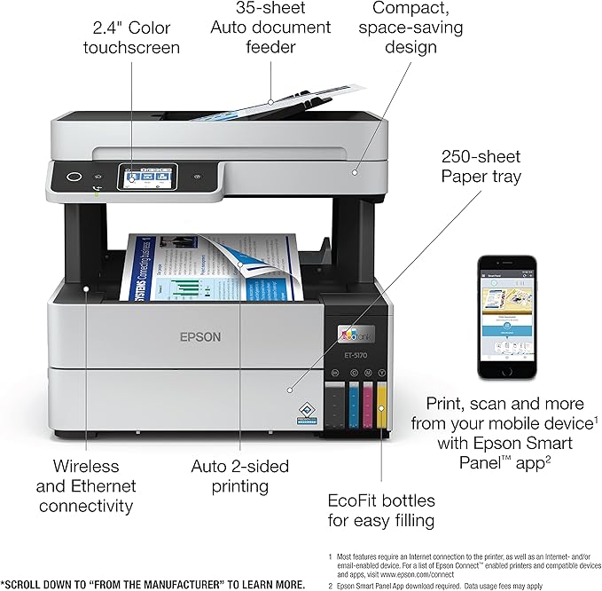 Epson EcoTank Pro ET-5170 Wireless Color All-in-One Supertank Printer - Image 4