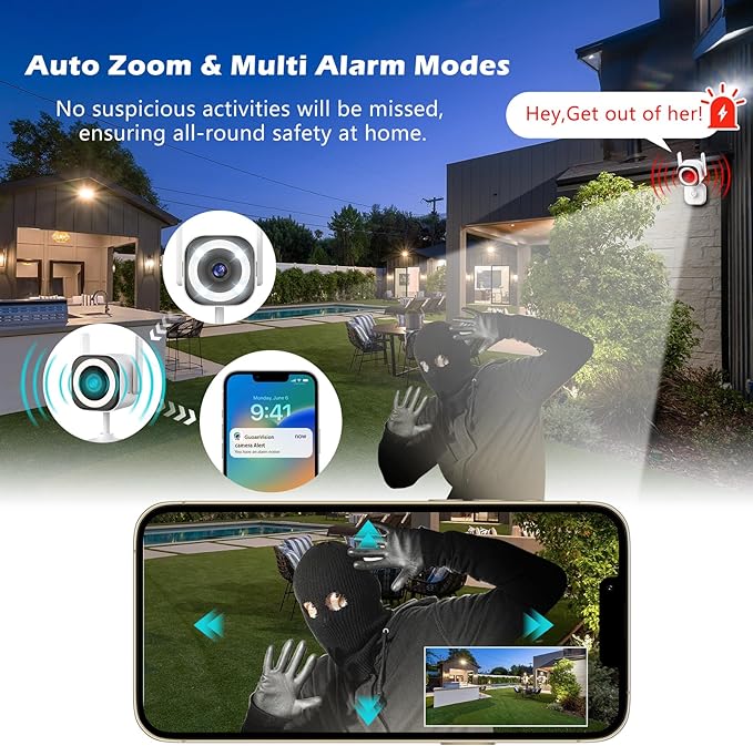 GUOANVISION Dual-Antenna Stable 5G WiFi Security Camera, 3X Zoom 2K Outdoor - Image 3